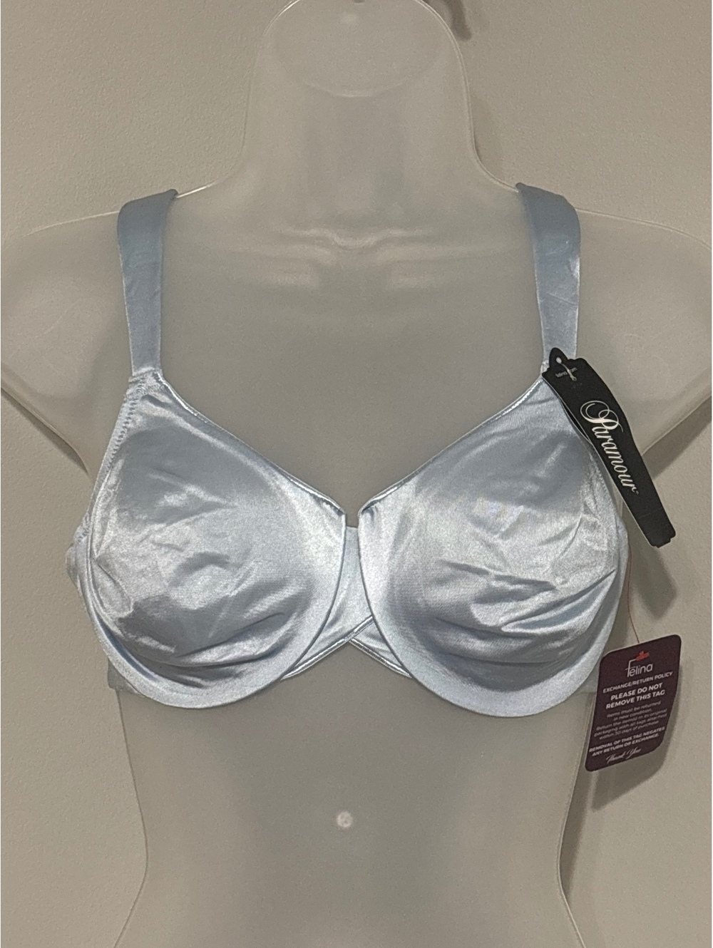 Glamour Satin Underwire Bra Size 34D Light Blue